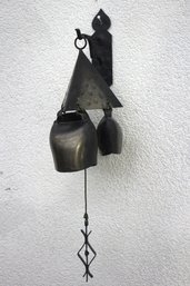 Vintage 7' Handcrafted Metal Wind Chime Bell  Rustic Wall Hanging