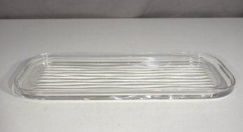 NORDMANN Signed Art Glass Tray  13' X 6' Clear Textured Modernist Serving Platter