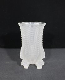 Rare Art Deco Barolac Glass Vase  Rudolf Schrter  Satin Pressed Glass  7.5'H