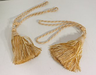 Pair Of Vintage Large Decorative Tassel Tie Backs  Cream / Gold Drapery Curtain Trim