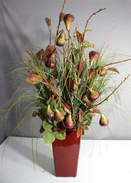 Decorative MAROON VASE W/GREENERY