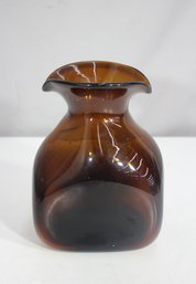 Vintage Cobre Mexico Hand-Blown Amber Glass Vase  Mid-Century Modern
