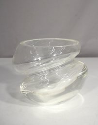 Modernist Hand-Blown Sculptural Art Glass Vase  5.5' Tall  Twisted Organic Form