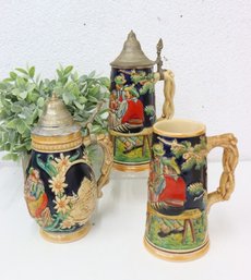 Three Vintage German Beer Steins
