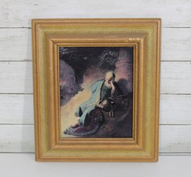 Framed Classical Art Print  Dramatic Romantic-Style Scene In Gold Frame, 14.5' X 12.5'