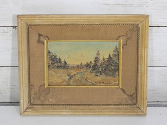 Vintage Signed Landscape Oil Painting On Board  8' X 10'  Framed  Some Damage
