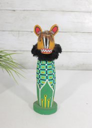 Vintage Hand Painted Folk Art Wooden Horse Figure Signed William Lomayaktewa- 9'
