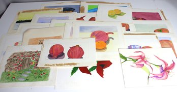 Assorted Lot Of Watercolor And Mixed Media Paintings