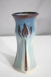 Bill Campbell Studio Art Pottery Lotus Vase  9 Signed Drip Glaze