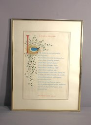Framed 'Prayer Of Saint Francis' Illuminated Manuscript Print