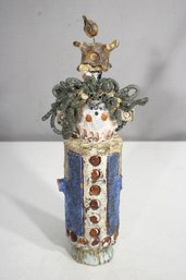 Unique 12' Handcrafted Ceramic Sculpture  Whimsical Folk Art Figurine