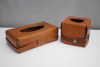 Two Leather Tissue Box Cover