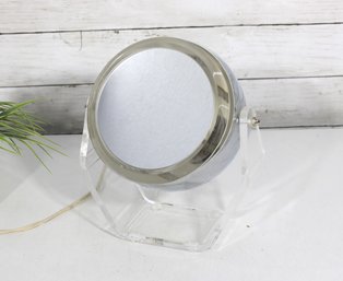 Rialto NYC Chrome & Lucite Eyeball Vanity Mirror  Robert Sonneman Style  Lighted  9.5'H