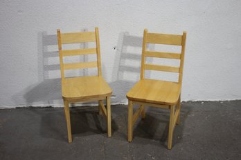 Set Of Two Children's Wooden Chairs  Solid Natural Finish