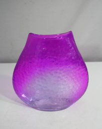 Stunning 8 Hand-Blown Textured Purple Glass Vase  Unique Artisan Piece
