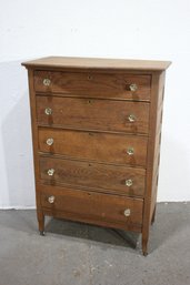 Antique Oak Chest Of Drawers With Glass Knobs  Imperial Furniture Co.