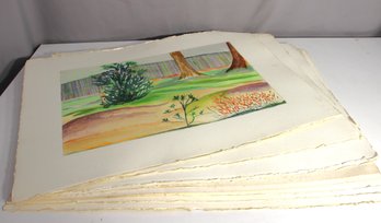 Assorted Lot Of Unframed Original Paintings And Drawings