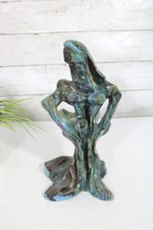 Alberto Dos Reis Sculpture 1989  Iridescent Ceramic Figural Modernist Art  11'H