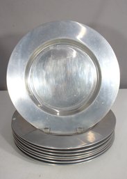 Set Of 7 Wilton Armetale 12' Round Pewter Charger Plates - Vintage USA