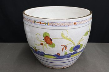 Huge Vintage Italian Faenza Carnation Pattern Hand-Painted Planter