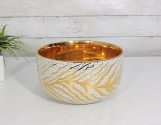 Signed Waylande Gregory Art Pottery Bowl  Gold Gilt Interior  9' Round X 5'H