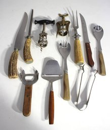 Vintage Assorted Antler-Handled Utensil Set  Unique Collectible Lot