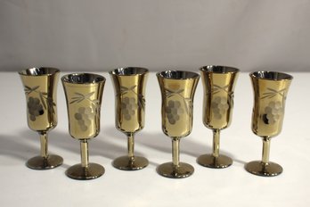 Set Of 6 Gold Tone Shot Glass