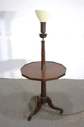 Vintage Wooden Table Lamp Combination With Octagonal Side Table