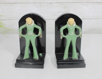 Early 1930s Empty Pockets Art Deco Bookends  Figural Gentleman Design  6.5'H