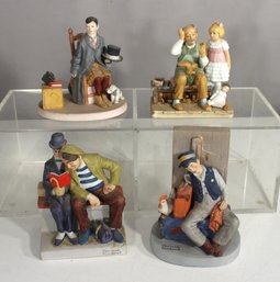 Lot Of 4 Norman Rockwell & Classic Figurines  Collectible Resin Statues