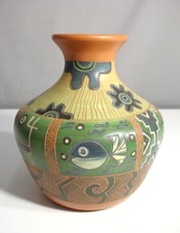 Signed Seminario Behar Peruvian Pottery Vase  Handcrafted In Peru- 9'h