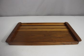 Vintage Handcrafted Wooden Serving Tray  16' X 10'  Walnut & Oak Inlay