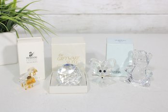 Swarovski & Oneida Crystal Figurines Lot  Giftware Suite Star Of David, Mouse & Bear W/ Boxes