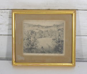 Signed Limited Edition Etching  21/75  Framed Landscape Print  7' X 8'