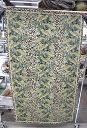 Vintage Tapestry Wall Hanging  61' X 36' Tropical Design With Leopard Border
