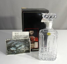 Vintage Cristal D'Arques Whiskey Decanter With Original Box & Documentation - Made In France