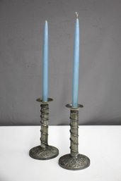 Vintage Shabbat Candlestics Made In Israel David Lyre Secret Judaica Jewish