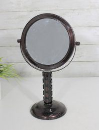 Vintage Style  Vanity Mirror  Bronze Finish Pedestal Stand  13.5'H
