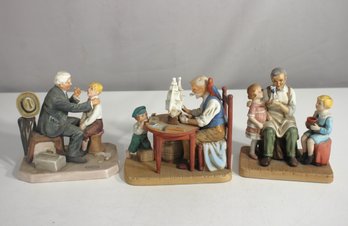 Lot Of 3 Norman Rockwell Collectible Figurines  The Country Doctor, The Toymaker, For A Good Boy