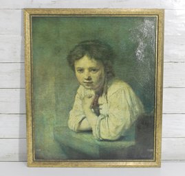 Framed Young Girl At A Window Art Print  Classic Portrait Style, 20.5' X 17.5'