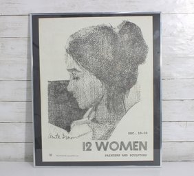 Vintage 12 Women  Painters And Sculptors Exhibition Poster  Framed Art, 24' X 20'