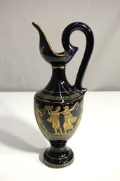 Adis Handmade In Greece 24k Gold Grecian Urn Painted Spout Oil Vase