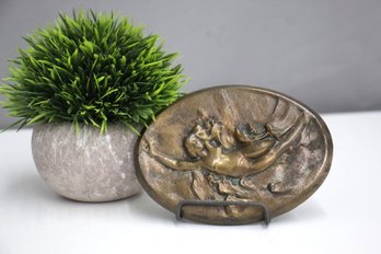 Art Nouveau 'glauber They Never Leak ' Relief Plaque