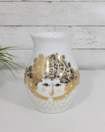 Bjrn Wiinblad Gold Signed Vase  Rosenthal Studio Line  Figural Faces  7.5'