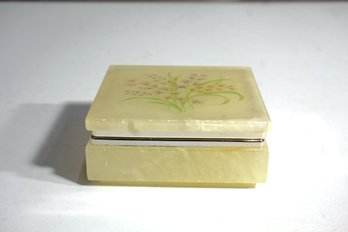 Vintage Alabaster Jewelry Trinket Box