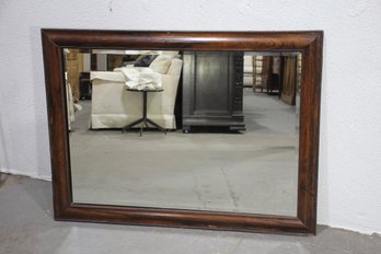 Vintage Rectangular Wall Mirror With Dark Wood Frame  Elegant Beveled Design