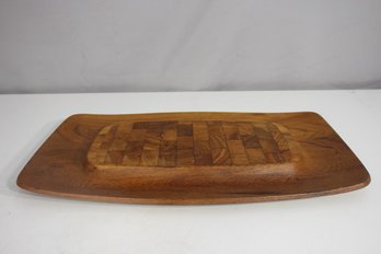 Vintage Dansk Designs Denmark Teak & End-Grain Butcher Block Serving Tray  18' X 12'
