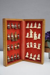 VINTAGE HAND CARVED CHESS SET WITH BOARD -12' Board