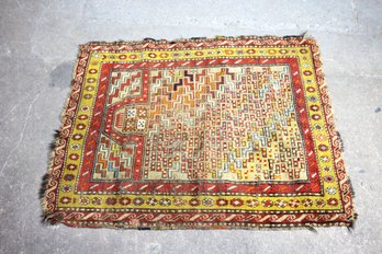 Vintage Handwoven Kilim Rug  36' X 45.5'  Geometric Tribal Design