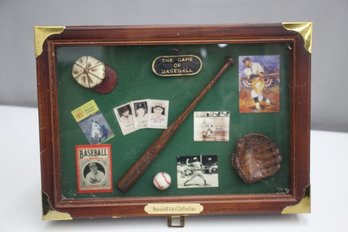 Baseball Card Display Case W/Shadow Box & 8 Card Slots